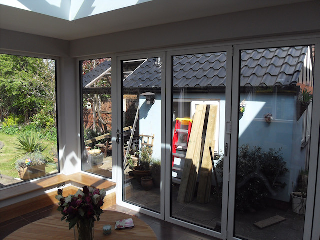 Offerton Sun Room after plasterboarding and skim