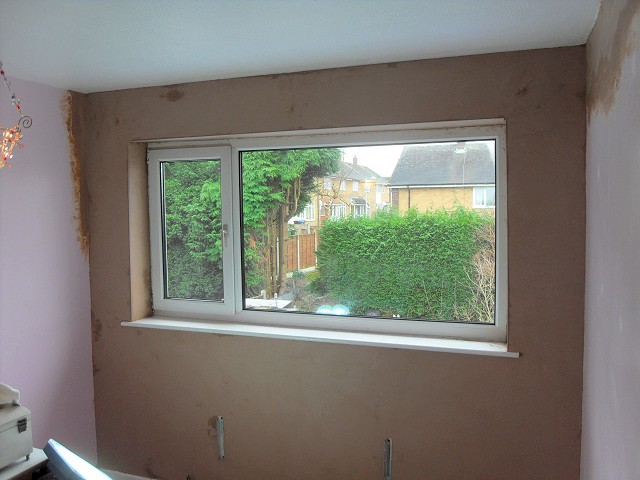 Re-plastered and ready for decorating once the plaster has dried out.